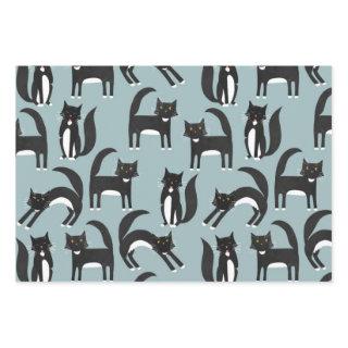 Black and White Cute Tuxedo Kitty Cats Pattern  Sheets