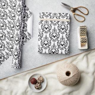 Black and white Damask Halloween Bats