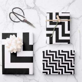 Black and White Different Sizes Diagonal Chevron  Sheets