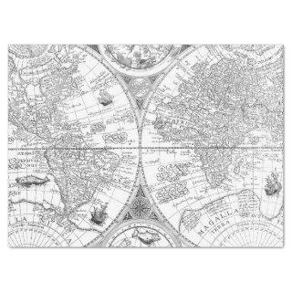 Black and White Digital Map Series Design 11 Tissue Paper