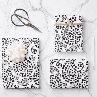Black And White Dog Paws And Hearts Paisley Print  Sheets