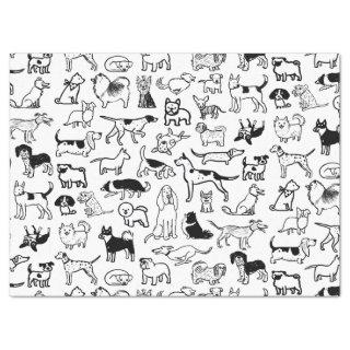 Black and White Dogs Pattern | Cute Canine Lover's Tissue Paper