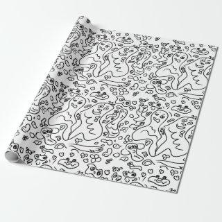 Black and white doodle pattern