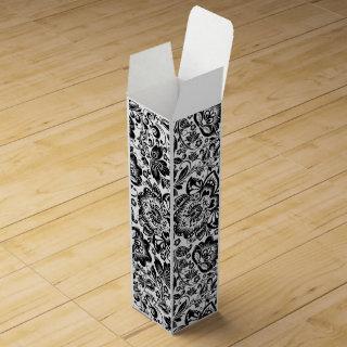 Black And White Elegant Floral Pattern Wine Box