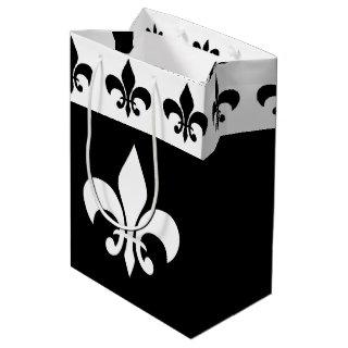 black and white fleurdelis medium gift bag