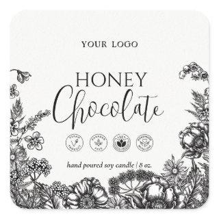 Black and white floral candle or soap label
