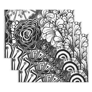 Black And White Floral Patterned Drawing   Sheets