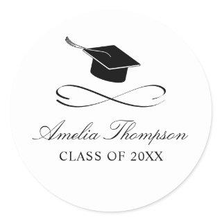 Black and White Graduation Classic Round Sticker