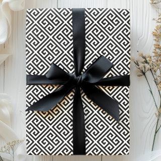 Black and White Greek Key Maze Pattern