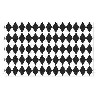 Black and White Harlequin Pattern Rectangular Sticker