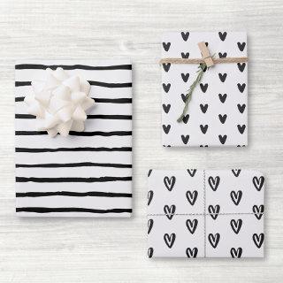 Black and White Hearts and Lines  Sheets
