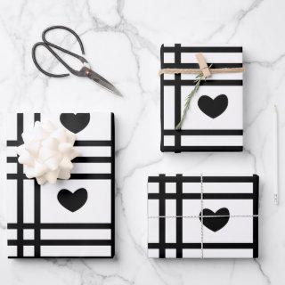 Black and White Hearts Cute Valentines Day Pattern  Sheets