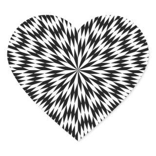 Black and White Icosagon Pattern Heart Sticker