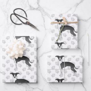 Black And White Italian Greyhound Dogs With Paws  Sheets