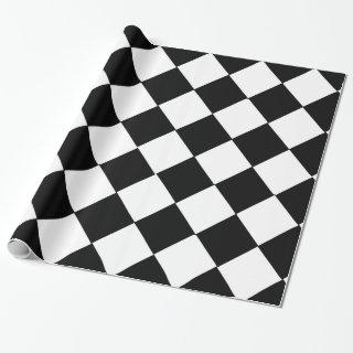 Black and White Large Checkerboard Diamond Pattern