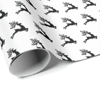 Black and White Leaping Reindeer Pattern