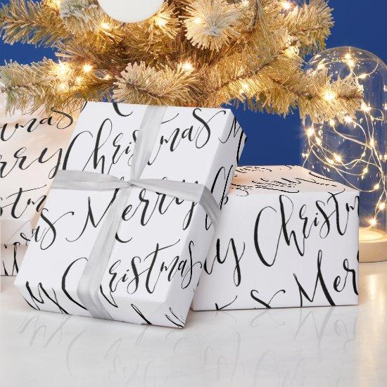 Black And White Merry Christmas Calligraphy