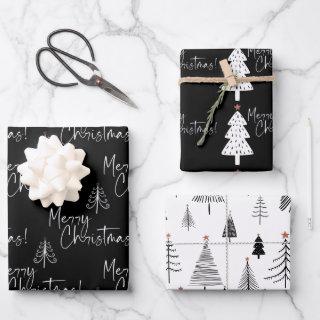Black and White Merry Christmas Tree   Sheets