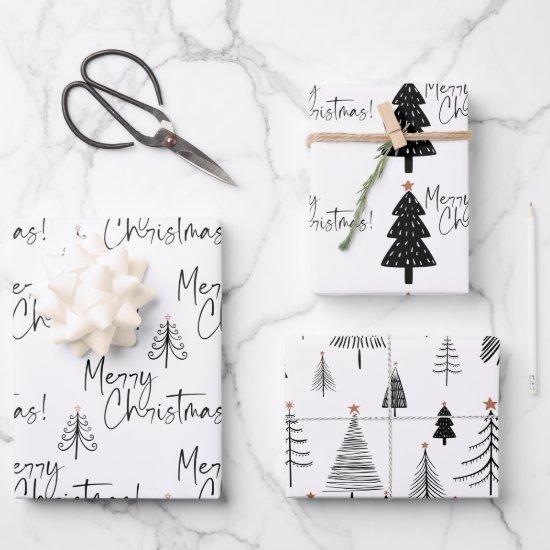 Black and White Merry Christmas Tree  Sheets