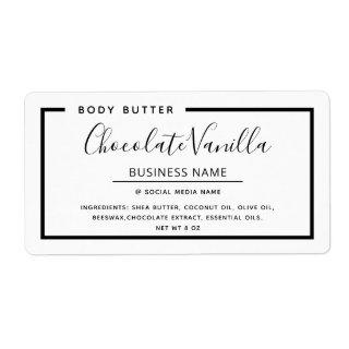 Black and white minimalist typography product labe label