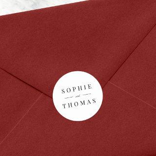 Black and White Modern Classic Wedding Classic Round Sticker