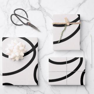 Black And White Modern Minimal Line Brush Strokes  Sheets