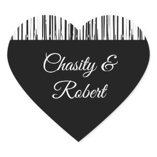 Black and White Modern Stripe Elegant Minimalist Heart Sticker