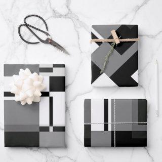 Black And White Mondrian Style Abstract Geometric  Sheets
