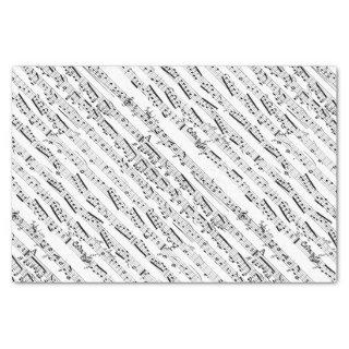 Black and white musical notes diagonal sheet music