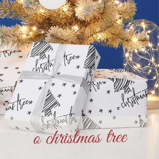 Black and White O Christmas Tree and Stars