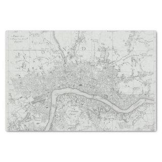 Black and White Old London City Map  Tissue Paper