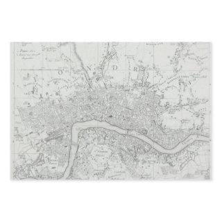Black and White Old London City Map  Sheets