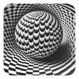 Black And White Op-Art Square Sticker