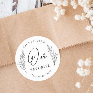 Black and White Our Favorite Wedding Favor Sticker