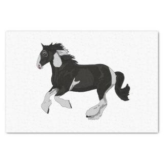 Black and White Paint Pinto Gypsy Vanner Horse Tissue Paper