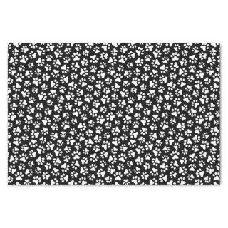 Black and white paw print pattern tissue paper