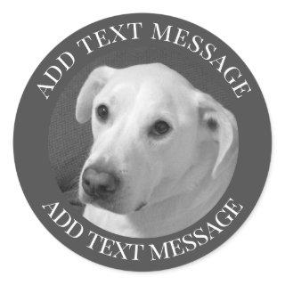 Black and White Photo of a Beautiful Soulful Dog Classic Round Sticker