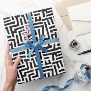 Black and White Pop Art Maze Pattern