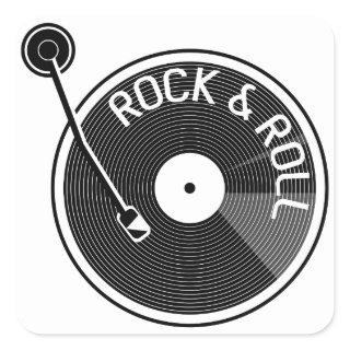 Black and White  Rock And Roll Vinyl Record Square Sticker