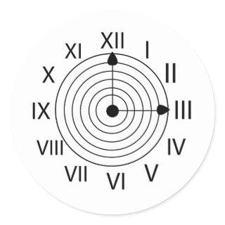 Black and White Roman Clock Design Classic Round Sticker