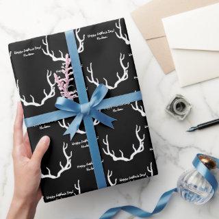 Black and White Rustic Antlers Custom Message
