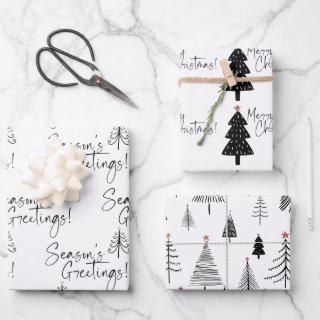 Black and White Season's Greetings Tree  Sheets