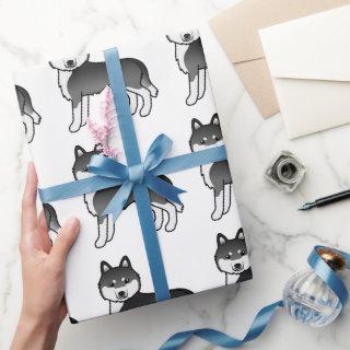 Black And White Siberian Husky Cute Dog Pattern