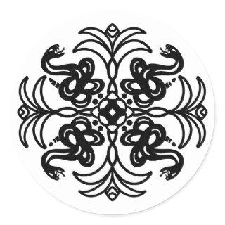 Black and White Snake Mandala Classic Round Sticker