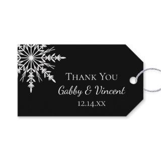 Black and White Snowflake Winter Wedding Favor Tag