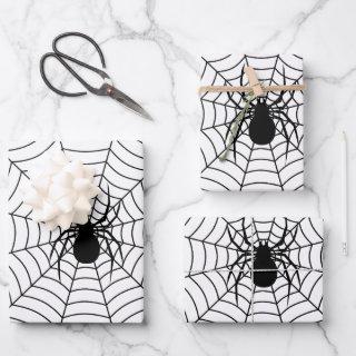 Black and White spider on web Halloween pattern  Sheets