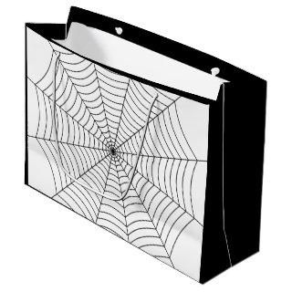 Black and White spider web Halloween pattern Large Gift Bag
