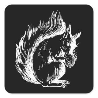 Black and White Squirrel Design Square Sticker