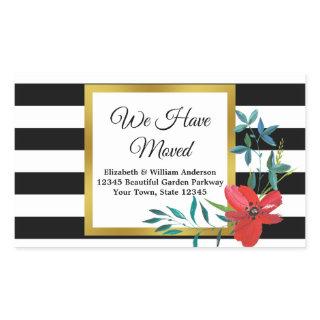 Black and White Striped Moving Announcement Rectangular Sticker