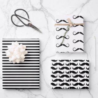 Black and White Stripes Mustaches  Sheets